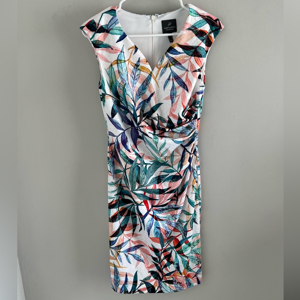 Adrianna Papell Floral Ruched Mini Dress.